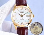 High Quality Replica Longines Rose Gold Case Brown Leather Strap Watch